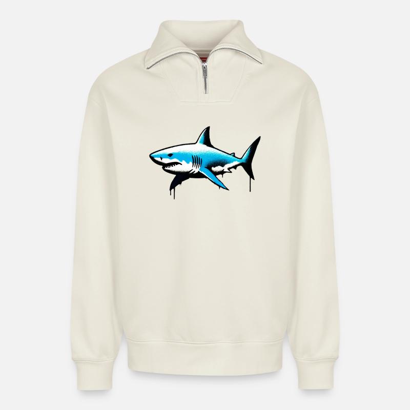 Hai - Relaxed Unisex Organic Half Zip Sweatshirt – von SPREAD - Naturweiß