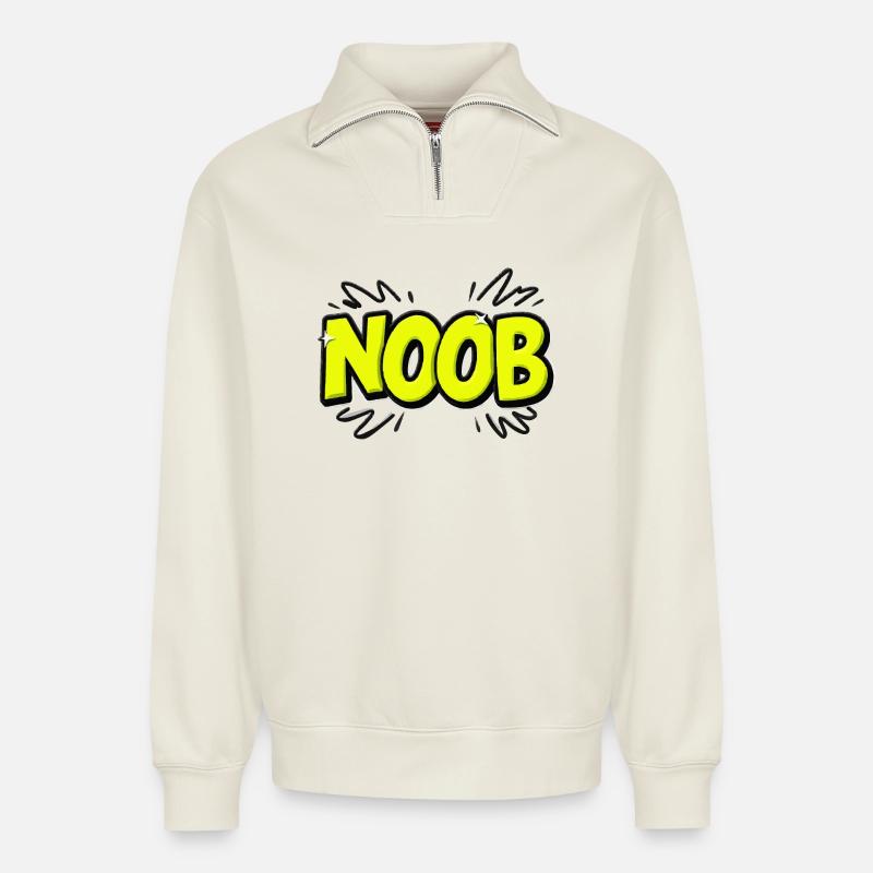 Noob - Relaxed Unisex Organic Half Zip Sweatshirt – von SPREAD - Naturweiß