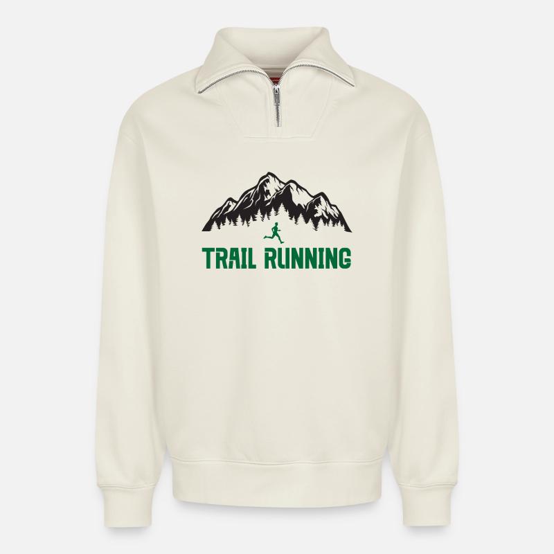 Trailrunning - Relaxed Unisex Organic Half Zip Sweatshirt – von SPREAD - Naturweiß