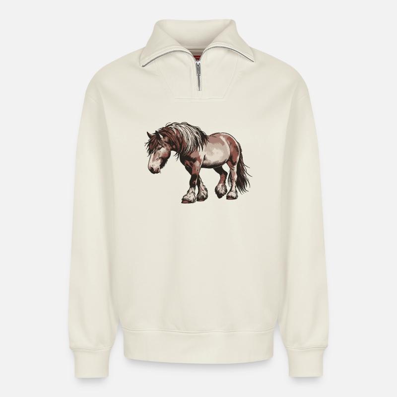 Trot Your Own Path - Relaxed Unisex Organic Half Zip Sweatshirt – von SPREAD - Naturweiß