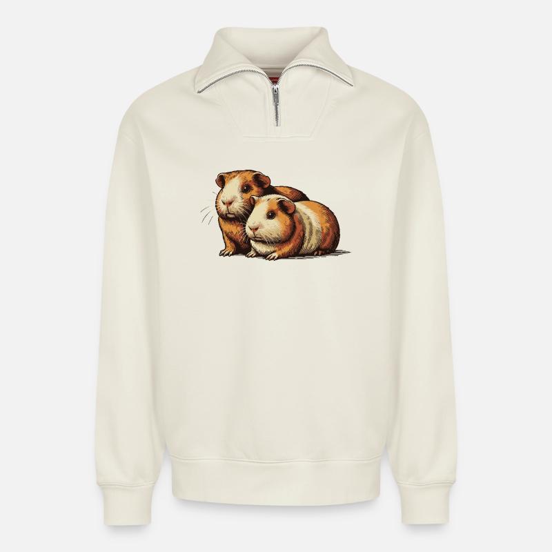 Équipe Mignon - Sweat unisexe décontracté en coton biologique à demi-zip – de SPREAD - blanc cassé