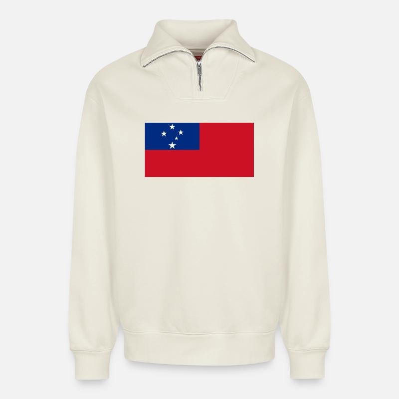 Samoa - Relaxed Unisex Organic Half Zip Sweatshirt – von SPREAD - Naturweiß