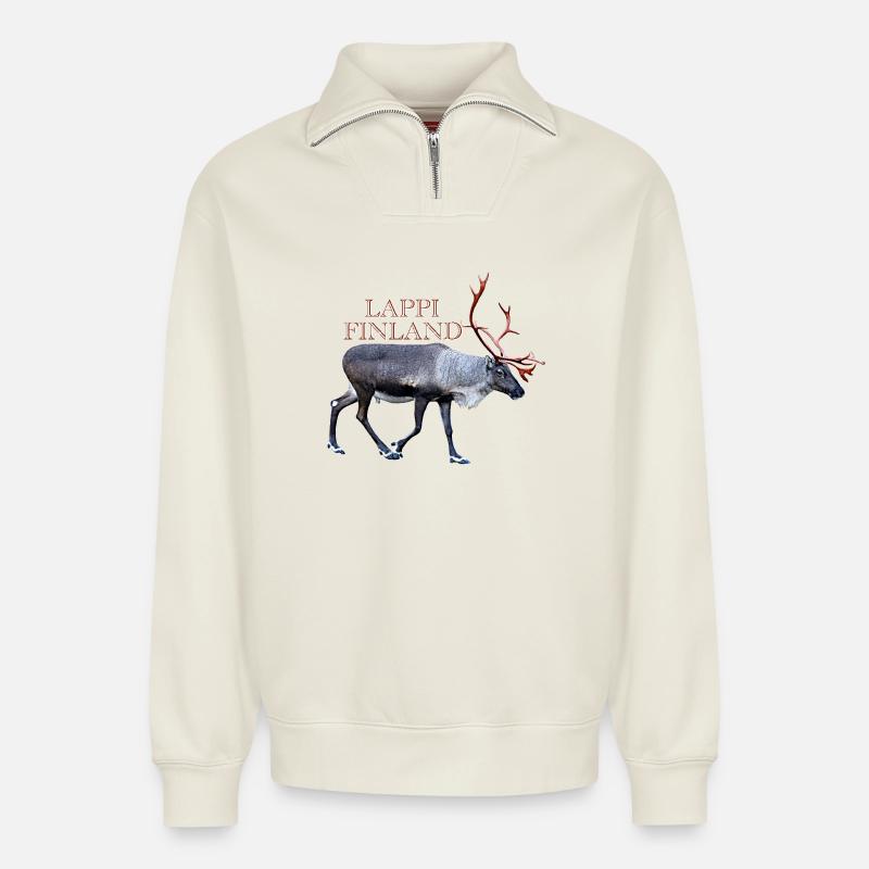 Lappi - Relaxed Unisex Organic Half Zip Sweatshirt – von SPREAD - Naturweiß