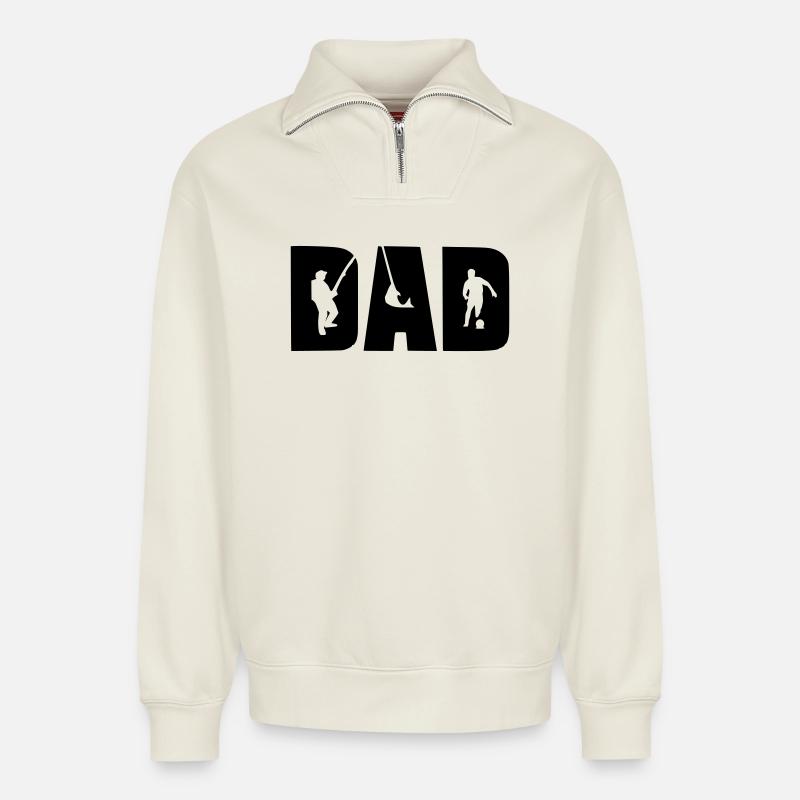 DAD - Sweat unisexe décontracté en coton biologique à demi-zip – de SPREAD - blanc cassé
