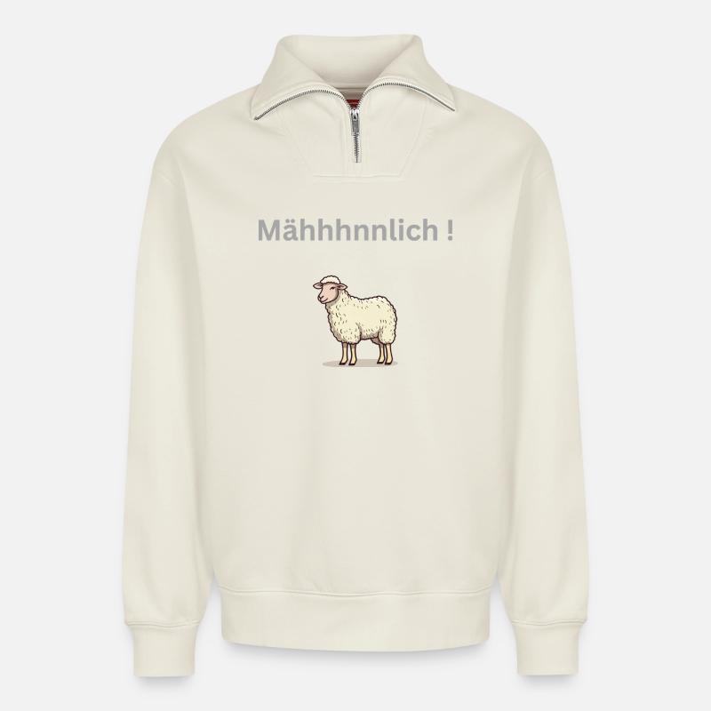 Mähhhhhhh - Relaxed Unisex Organic Half Zip Sweatshirt – von SPREAD - Naturweiß