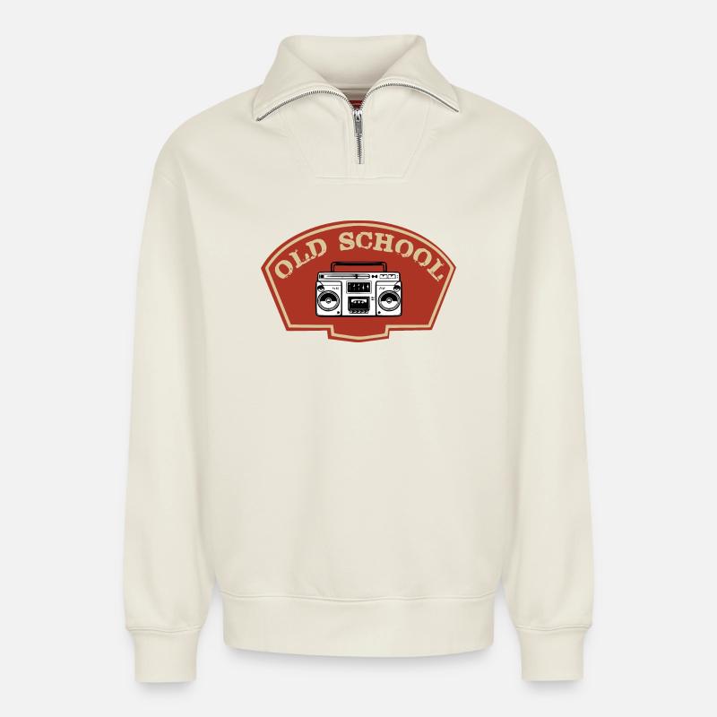 Alte Schule - Relaxed Unisex Organic Half Zip Sweatshirt – von SPREAD - Naturweiß