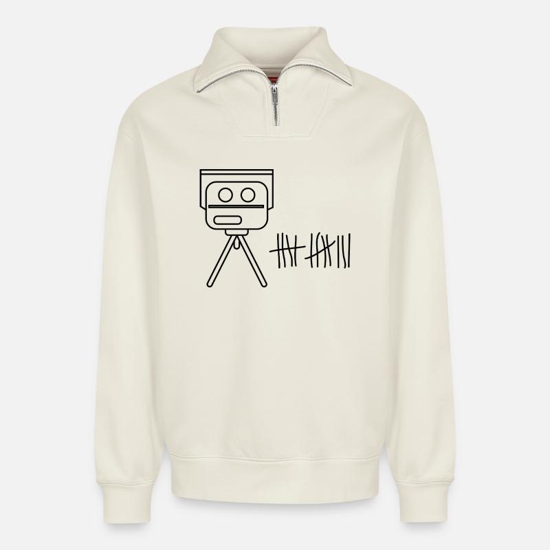 Piège à vitesse - Sweat unisexe décontracté en coton biologique à demi-zip – de SPREAD - blanc cassé