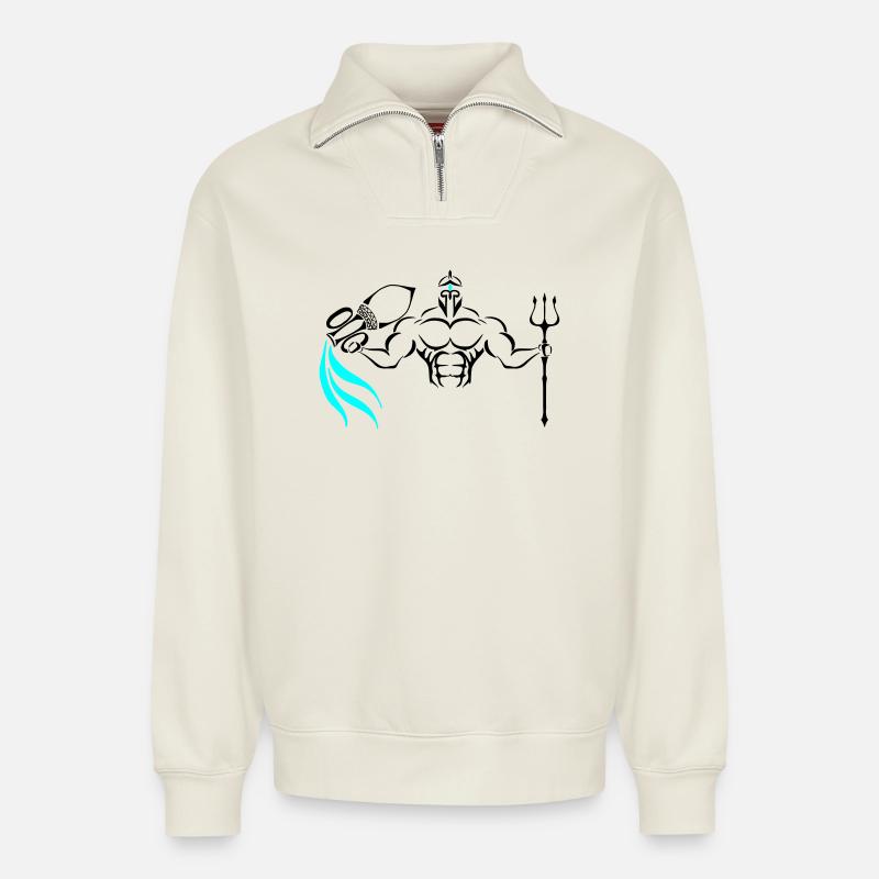 Alpha Aquarius Deluxe - Relaxed Unisex Organic Half Zip Sweatshirt – von SPREAD - Naturweiß