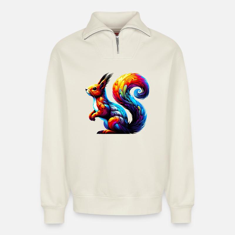 Eichhörnchen - Relaxed Unisex Organic Half Zip Sweatshirt – von SPREAD - Naturweiß