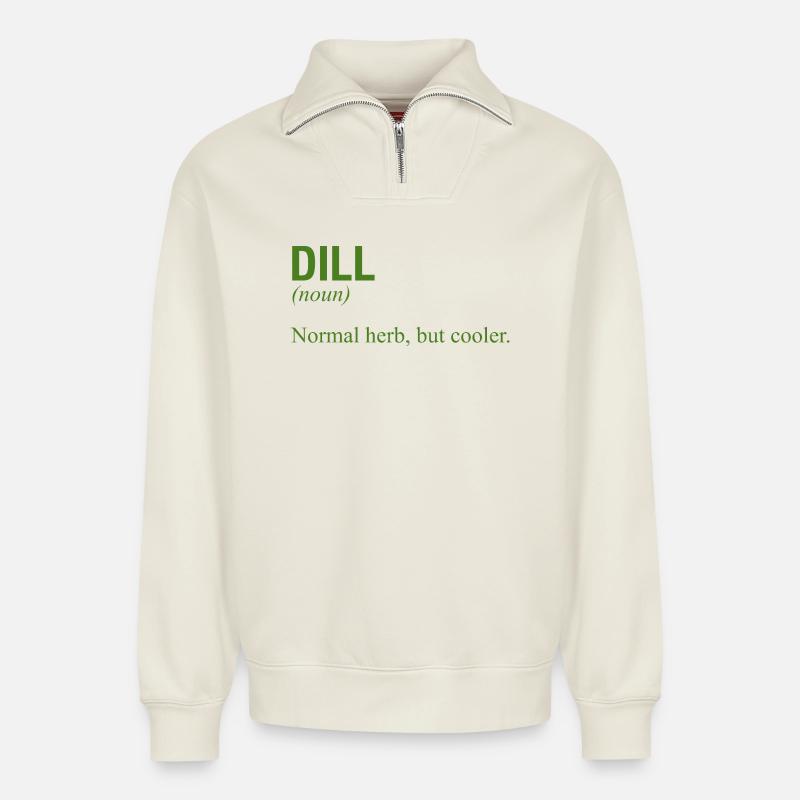 DILL - Relaxed Unisex Organic Half Zip Sweatshirt – von SPREAD - Naturweiß