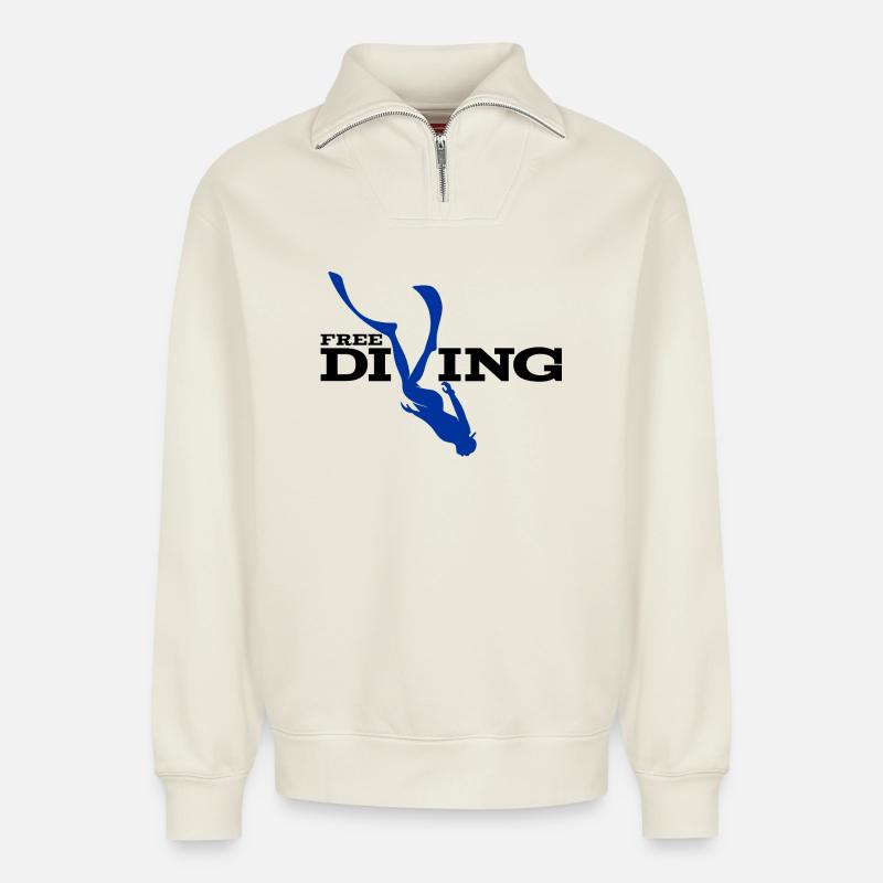 AquaDive Silhouette - Relaxed Unisex Organic Half Zip Sweatshirt – by SPREAD - off white