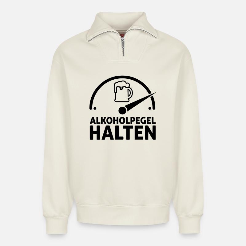 Alkoholpegel halten - Relaxed Unisex Organic Half Zip Sweatshirt – von SPREAD - Naturweiß