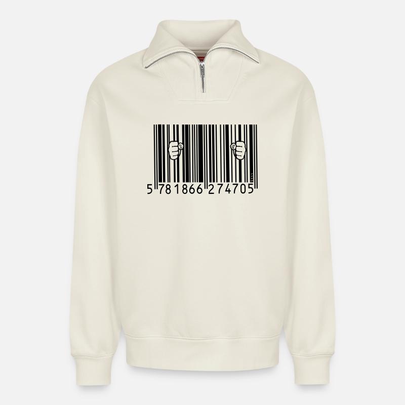CONSOCIDE - Sweat unisexe décontracté en coton biologique à demi-zip – de SPREAD - blanc cassé