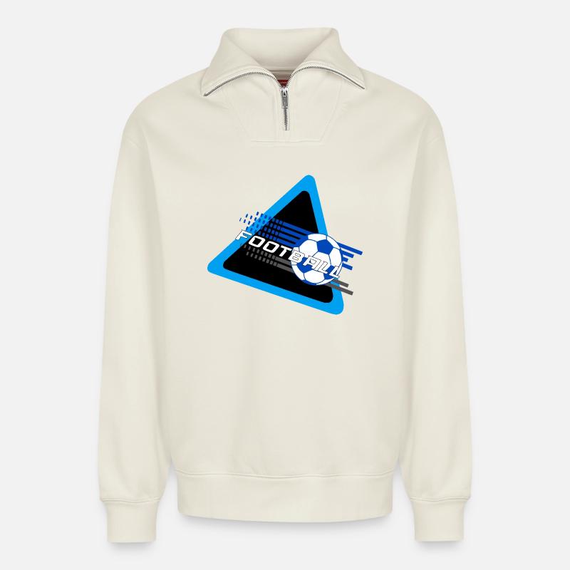 Fußball - Relaxed Unisex Organic Half Zip Sweatshirt – von SPREAD - Naturweiß
