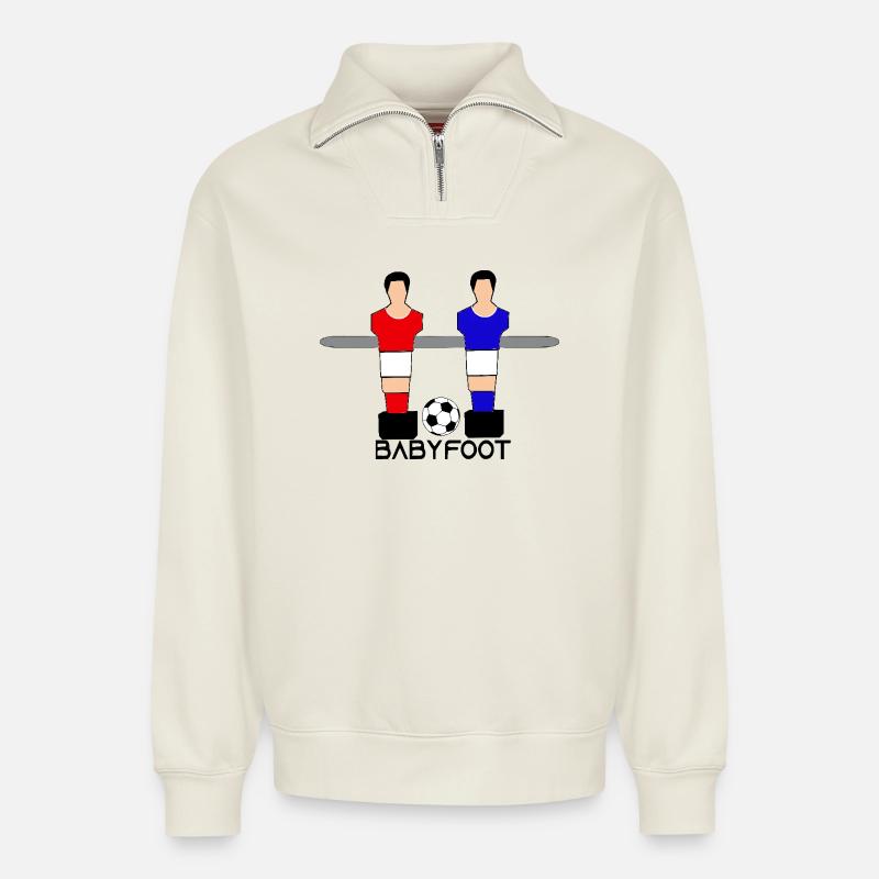 Tischfußball - Relaxed Unisex Organic Half Zip Sweatshirt – von SPREAD - Naturweiß