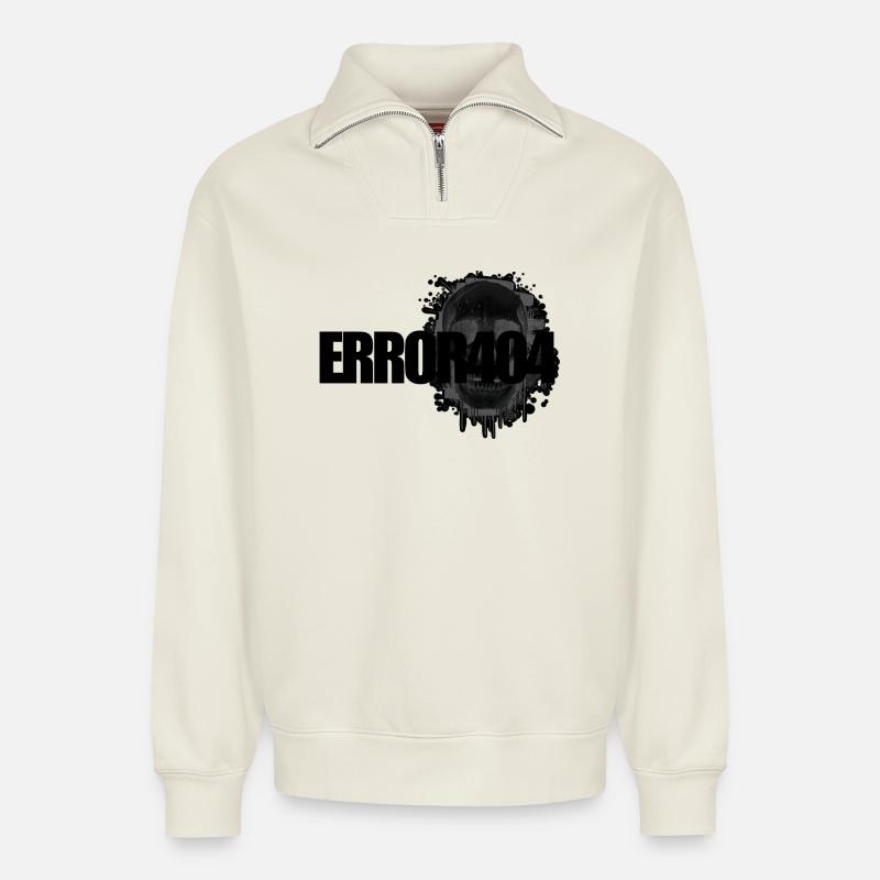 Schädel Graffiti Splatter - Relaxed Unisex Organic Half Zip Sweatshirt – von SPREAD - Naturweiß