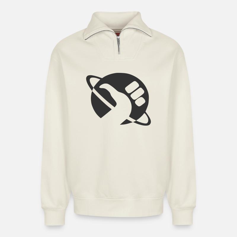 Tramper - Relaxed Unisex Organic Half Zip Sweatshirt – von SPREAD - Naturweiß
