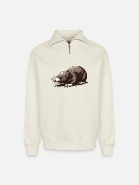 Mole - Relaxed Unisex Organic Half Zip Sweatshirt – by SPREAD - off white