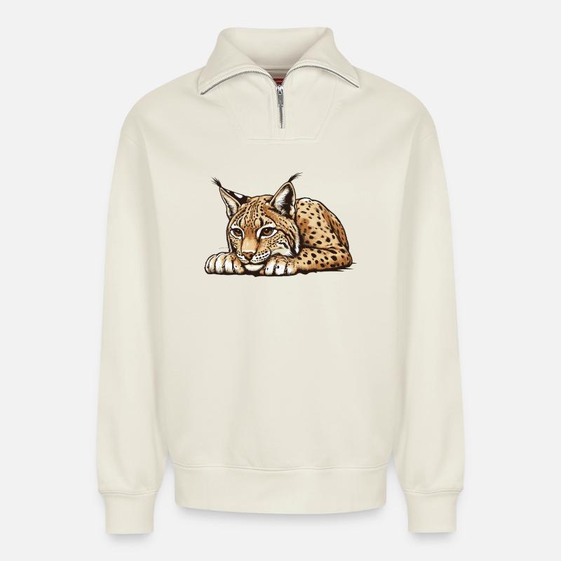 Lynx - Relaxed Unisex Organic Half Zip Sweatshirt – by SPREAD - off white