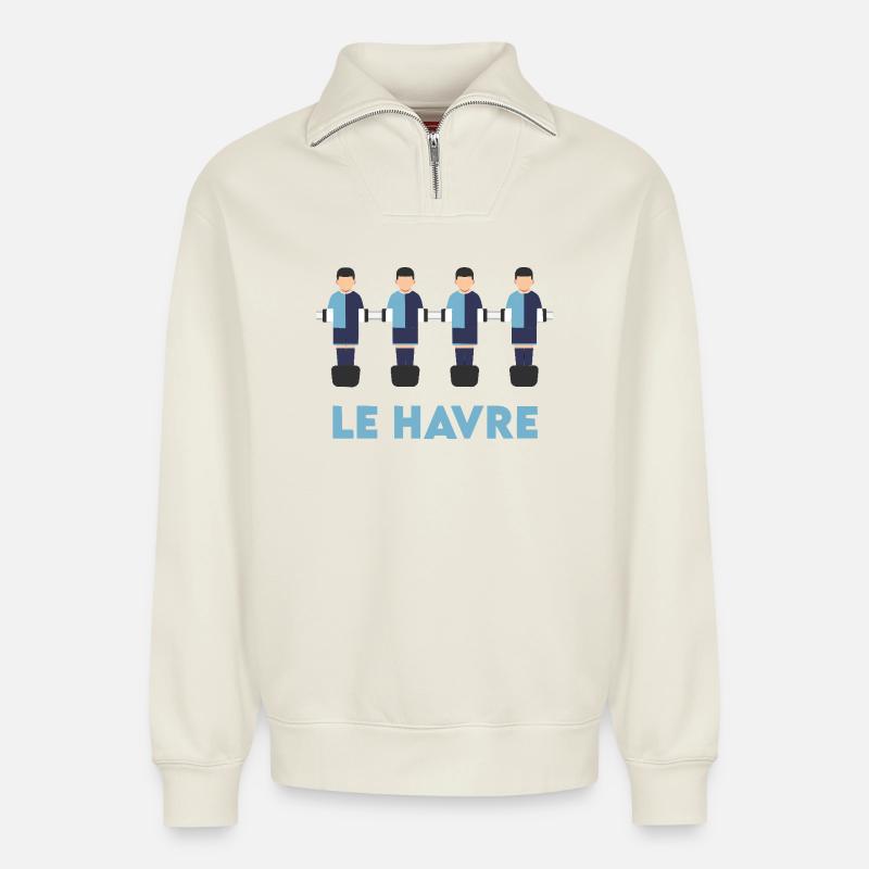 Le Havre - Relaxed Unisex Organic Half Zip Sweatshirt – von SPREAD - Naturweiß