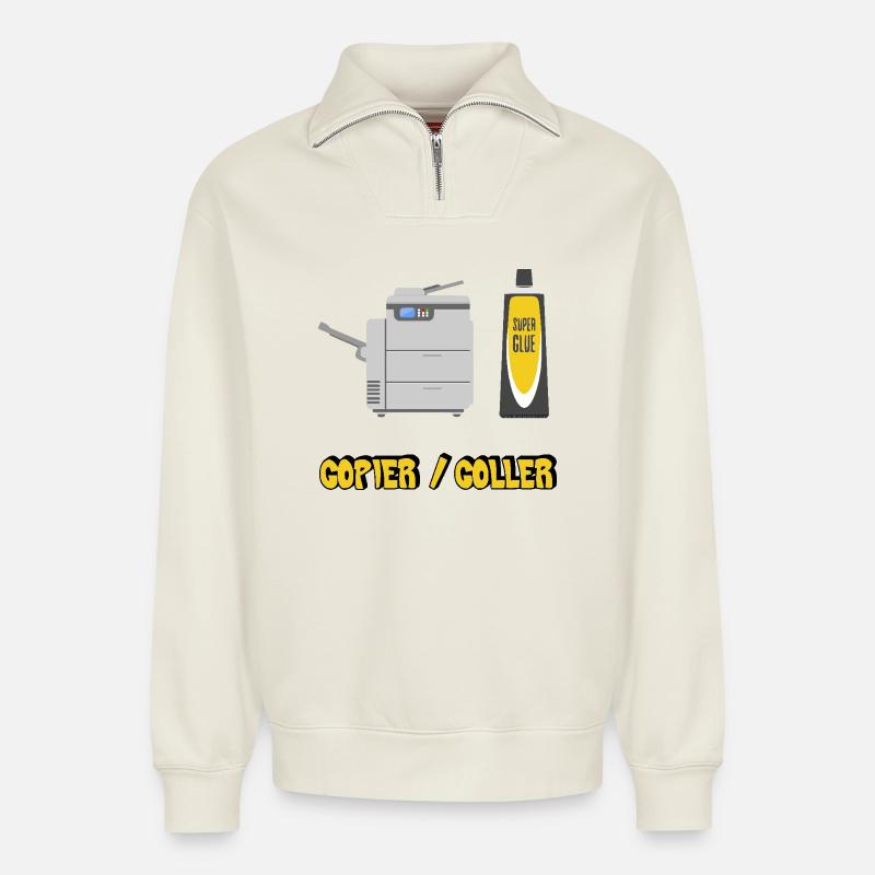 Copy and paste - Relaxed Unisex Organic Half Zip Sweatshirt – by SPREAD - off white