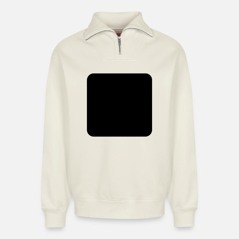 abgerundetes Quadrat - Relaxed Unisex Organic Half Zip Sweatshirt – von SPREAD - Naturweiß