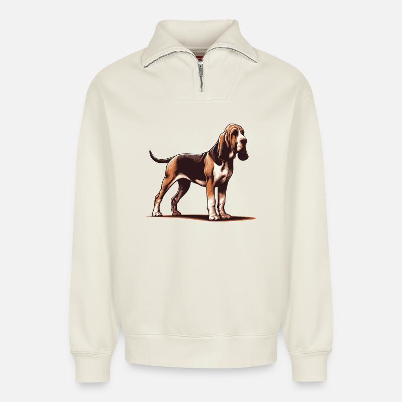 Bloodhound - Relaxed Unisex Organic Half Zip Sweatshirt – von SPREAD - Naturweiß