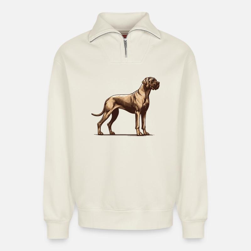 Brasileiro - Relaxed Unisex Organic Half Zip Sweatshirt – von SPREAD - Naturweiß