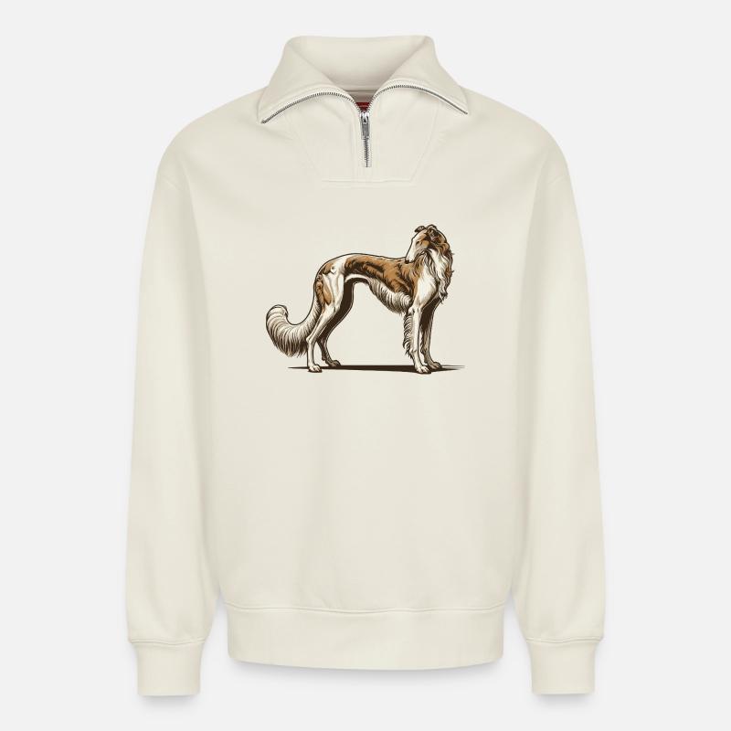 Barsoi - Relaxed Unisex Organic Half Zip Sweatshirt – von SPREAD - Naturweiß