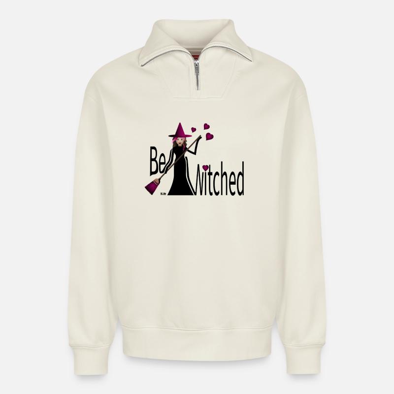 Witch - Relaxed Unisex Organic Half Zip Sweatshirt – by SPREAD - off white