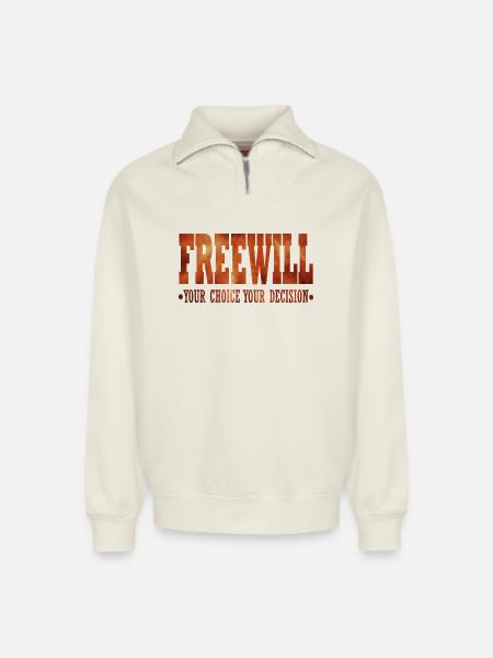 FreeWill - Relaxed Unisex Organic Half Zip Sweatshirt – by SPREAD - off white
