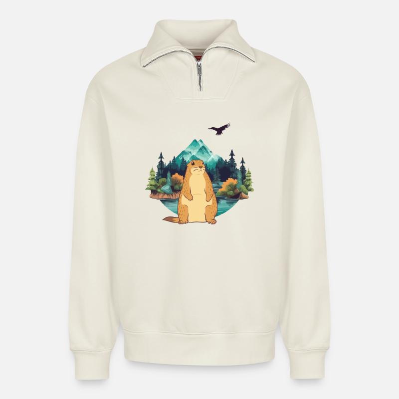 Marmot - Relaxed Unisex Organic Half Zip Sweatshirt – by SPREAD - off white