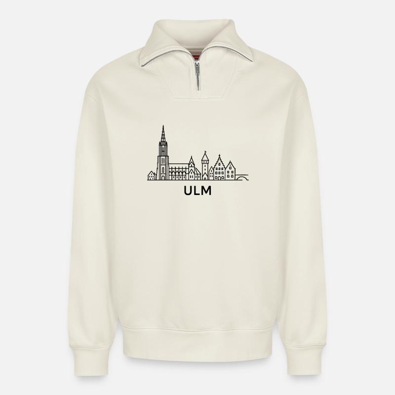 Ulm - Relaxed Unisex Organic Half Zip Sweatshirt – von SPREAD - Naturweiß