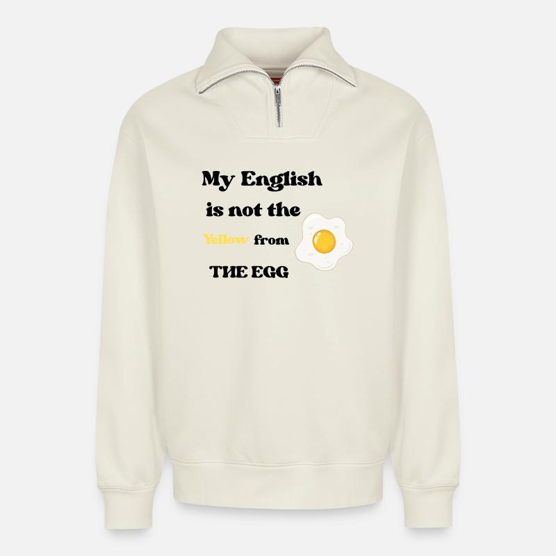 Frühstücks-Fried Egg Illustration - Relaxed Unisex Organic Half Zip Sweatshirt – von SPREAD - Naturweiß