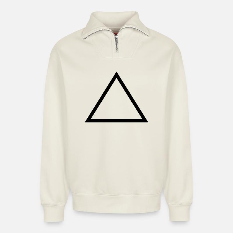 Triangle - Sweat unisexe décontracté en coton biologique à demi-zip – de SPREAD - blanc cassé