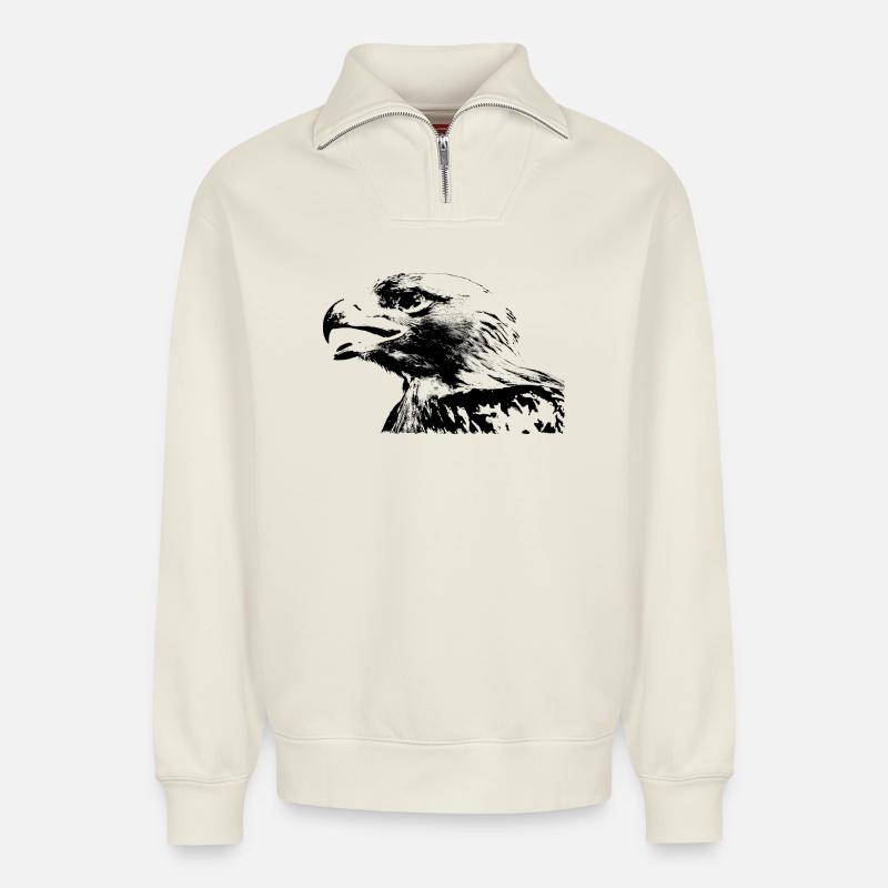 Adler - Relaxed Unisex Organic Half Zip Sweatshirt – von SPREAD - Naturweiß