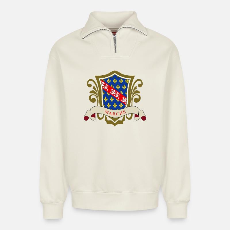 Walking - Relaxed Unisex Organic Half Zip Sweatshirt – by SPREAD - off white