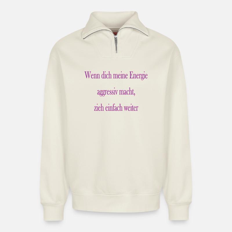 Energie - Relaxed Unisex Organic Half Zip Sweatshirt – von SPREAD - Naturweiß