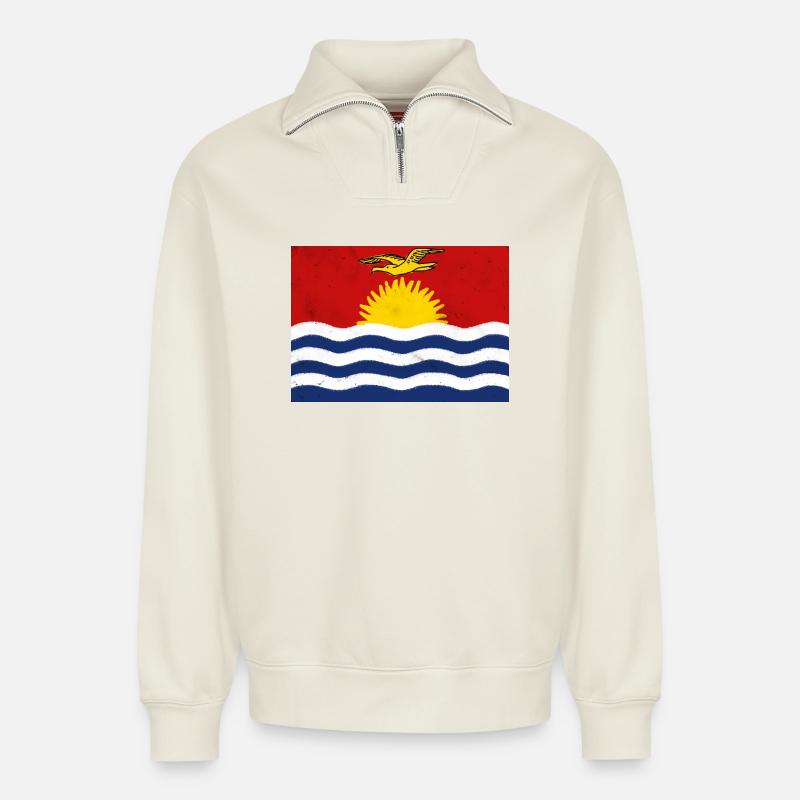 Flagge von Kiribati - Relaxed Unisex Organic Half Zip Sweatshirt – von SPREAD - Naturweiß