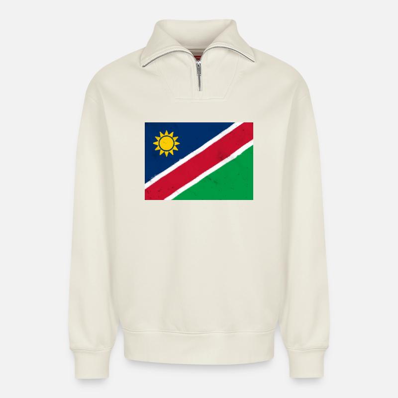 Flagge von Namibia - Relaxed Unisex Organic Half Zip Sweatshirt – von SPREAD - Naturweiß