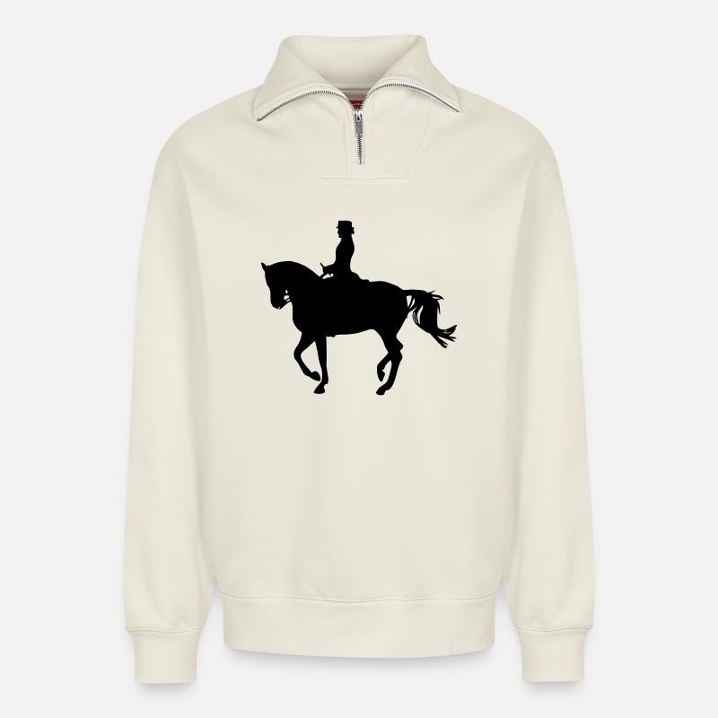 Reiterin  - Relaxed Unisex Organic Half Zip Sweatshirt – von SPREAD - Naturweiß