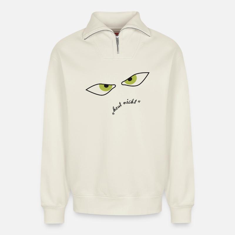 Rickel's Design: Heute nicht - Relaxed Unisex Organic Half Zip Sweatshirt – von SPREAD - Naturweiß