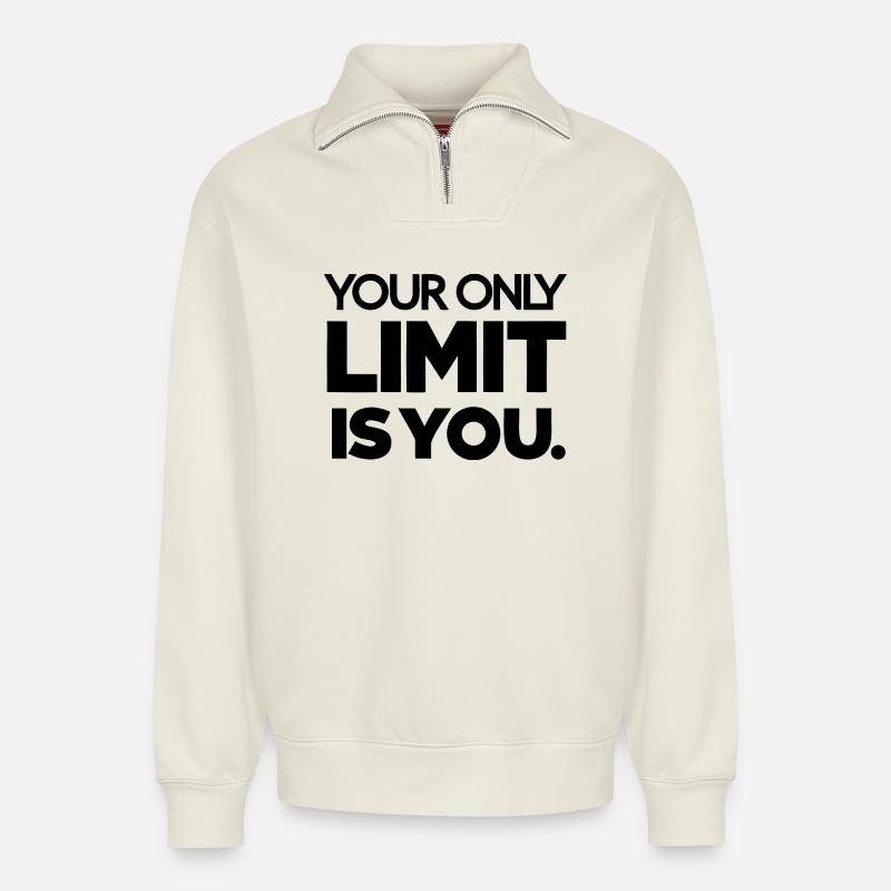 Himmlisches Mond- und Sternenmuster - Relaxed Unisex Organic Half Zip Sweatshirt – von SPREAD - Naturweiß