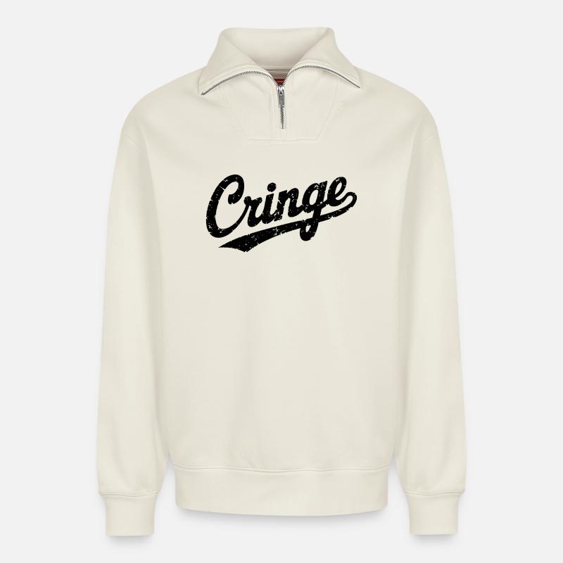 Spruch - Relaxed Unisex Organic Half Zip Sweatshirt – von SPREAD - Naturweiß