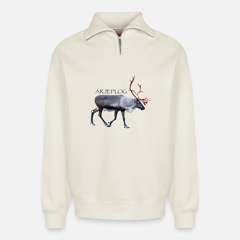 ARJEPLOG - Relaxed Unisex Organic Half Zip Sweatshirt – von SPREAD - Naturweiß