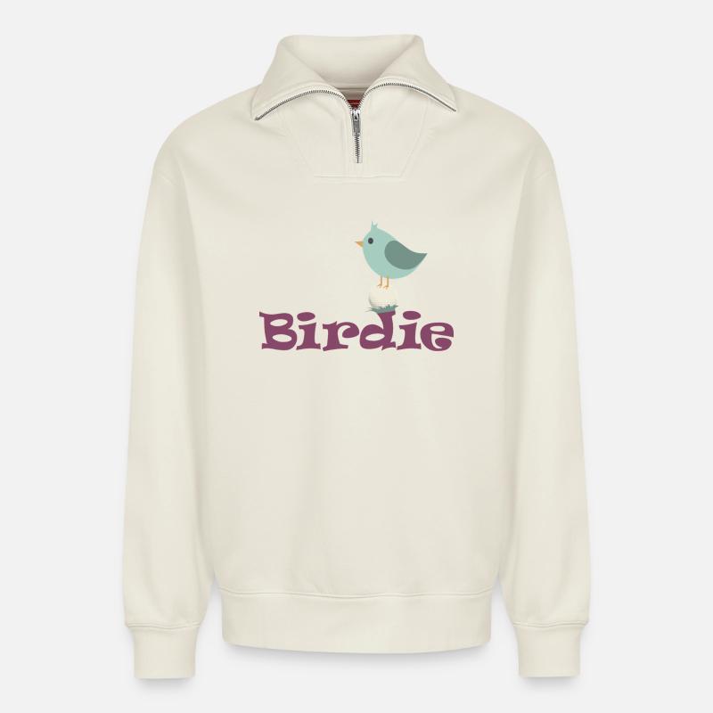 Golf-Birdie - Relaxed Unisex Organic Half Zip Sweatshirt – von SPREAD - Naturweiß
