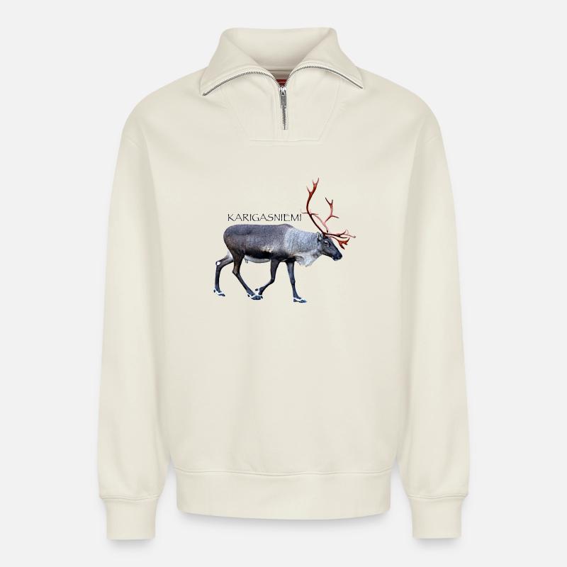 KARIGASNIEMI - Relaxed Unisex Organic Half Zip Sweatshirt – von SPREAD - Naturweiß