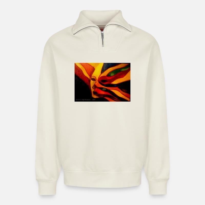 Traum von extravaganten Farben - Relaxed Unisex Organic Half Zip Sweatshirt – von SPREAD - Naturweiß