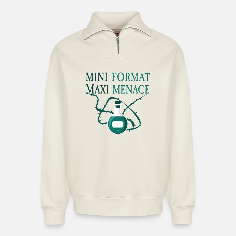 Kleinformat Maxi Menace - Relaxed Unisex Organic Half Zip Sweatshirt – von SPREAD - Naturweiß