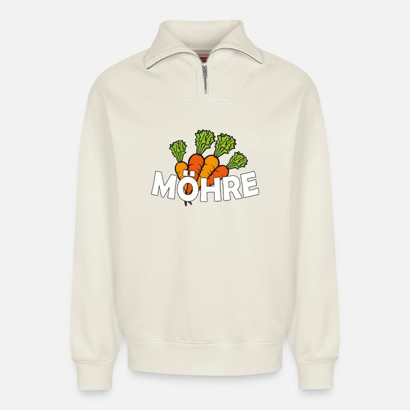 MÖHRE - Relaxed Unisex Organic Half Zip Sweatshirt – von SPREAD - Naturweiß